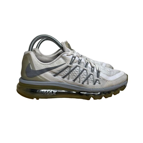 Nike Air Max 2015 Flyknit Racer Running Sneakers White Silver 705457 6.5Y, W8 - Picture 1 of 7